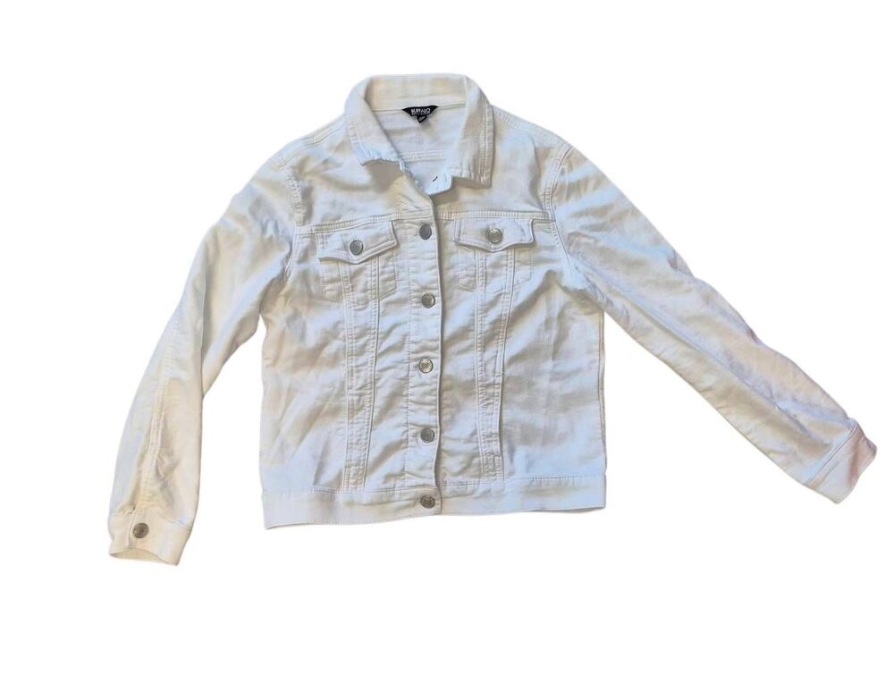 Buffalo White Denim Jean Jacket Women's Size Small Classic Stretch Trucker - Picture 2 of 12